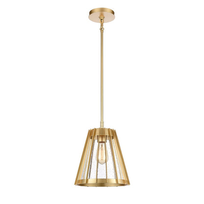Atlas Lighting Open Louvers 10in 1-Light Pendant | Modern Champagne Gold and Clear Seeded Glass | Kitchen Island & Dining Room | Model CL11806-GD