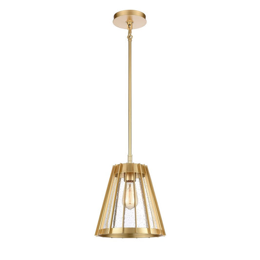Atlas Lighting Open Louvers 10in 1-Light Pendant | Modern Champagne Gold and Clear Seeded Glass | Kitchen Island & Dining Room | Model CL11806-GD