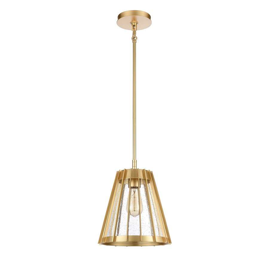 Atlas Lighting Open Louvers 10in 1-Light Pendant | Modern Champagne Gold and Clear Seeded Glass | Kitchen Island & Dining Room | Model CL11806-GD