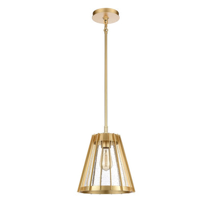 Atlas Lighting Open Louvers 10in 1-Light Pendant | Modern Champagne Gold and Clear Seeded Glass | Kitchen Island & Dining Room | Model CL11806-GD