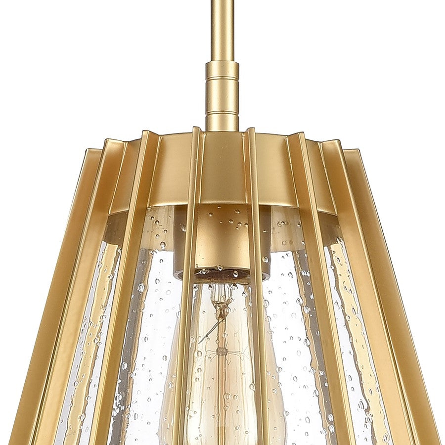 Atlas Lighting Open Louvers 10in 1-Light Pendant | Modern Champagne Gold and Clear Seeded Glass | Kitchen Island & Dining Room | Model CL11806-GD