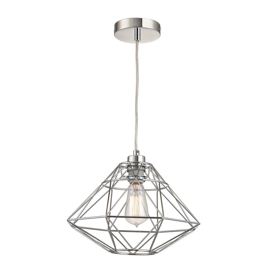 Atlas Lighting Paradigm 13in 1-Light Pendant | Modern Chrome Geometric Metal | Kitchen Island & Dining Room | 13 x 13 x 9 in | Model CL11807-CH