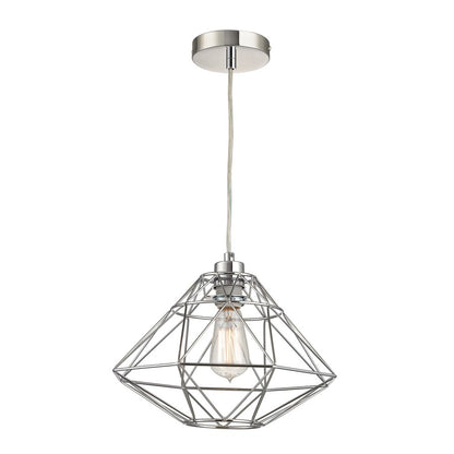 Atlas Lighting Paradigm 13in 1-Light Pendant | Modern Chrome Geometric Metal | Kitchen Island & Dining Room | 13 x 13 x 9 in | Model CL11807-CH