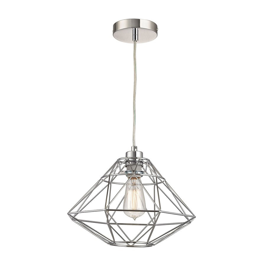 Atlas Lighting Paradigm 13in 1-Light Pendant | Modern Chrome Geometric Metal | Kitchen Island & Dining Room | 13 x 13 x 9 in | Model CL11807-CH