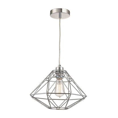 Atlas Lighting Paradigm 13in 1-Light Pendant | Modern Chrome Geometric Metal | Kitchen Island & Dining Room | 13 x 13 x 9 in | Model CL11807-CH