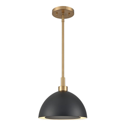 Atlas Lighting Pelham 10in 2-Light Pendant | Industrial Satin Brass and Matte Black Metal | Kitchen Island & Dining Room | Model CL11810-BK