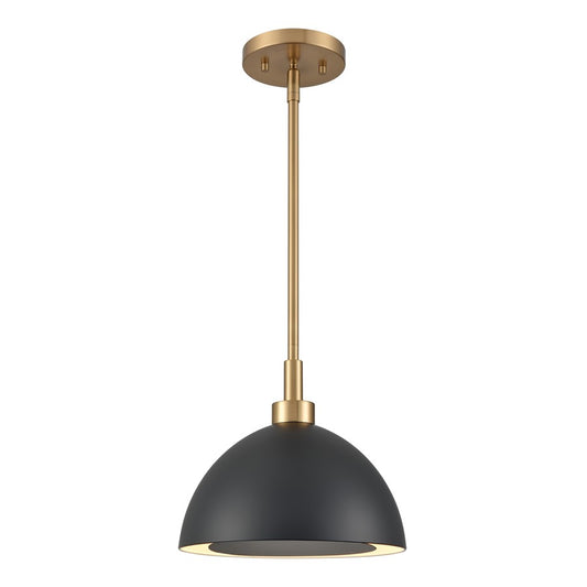 Atlas Lighting Pelham 10in 2-Light Pendant | Industrial Satin Brass and Matte Black Metal | Kitchen Island & Dining Room | Model CL11810-BK
