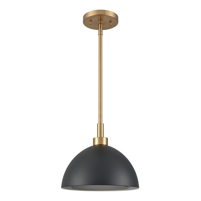 Atlas Lighting Pelham 10in 2-Light Pendant | Industrial Satin Brass and Matte Black Metal | Kitchen Island & Dining Room | Model CL11810-BK