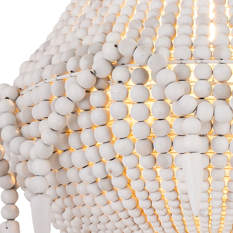 Atlas Lighting Phoebe Grove 18in 1-Light Pendant | Coastal White Wood Beaded | Living Room & Dining Room | 18 x 18 x 21 in | Model CL11812-WH