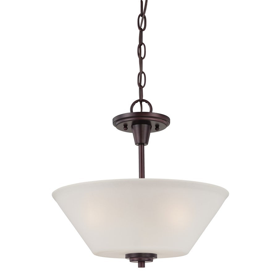 Atlas Lighting Pittman 15in 2-Light Pendant | Transitional Sienna Bronze and Frosted Glass | Kitchen Island & Dining Room | Model CL11813-BZ