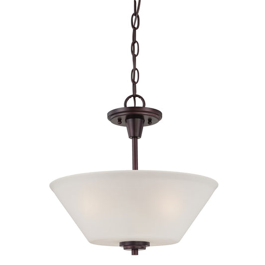 Atlas Lighting Pittman 15in 2-Light Pendant | Transitional Sienna Bronze and Frosted Glass | Kitchen Island & Dining Room | Model CL11813-BZ