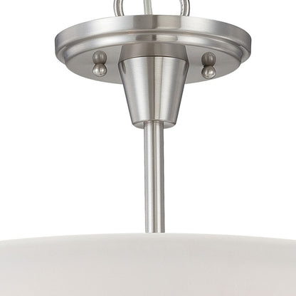 Atlas Lighting Pittman 15in 2-Light Pendant | Transitional Brushed Nickel and White Frosted Glass | Kitchen Island & Dining Room | Model CL11813-NK