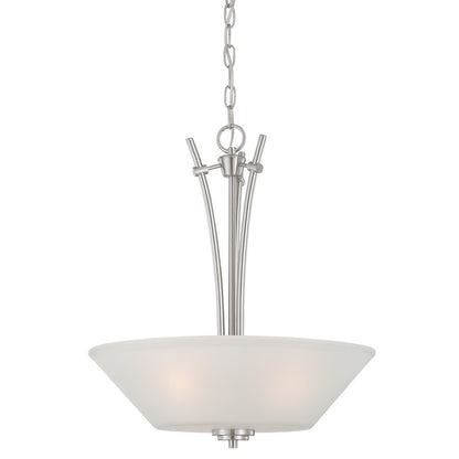 Atlas Lighting Pittman 18in 3-Light Pendant | Transitional Brushed Nickel and White Frosted Glass | Kitchen Island & Dining Room | Model CL11814-NK