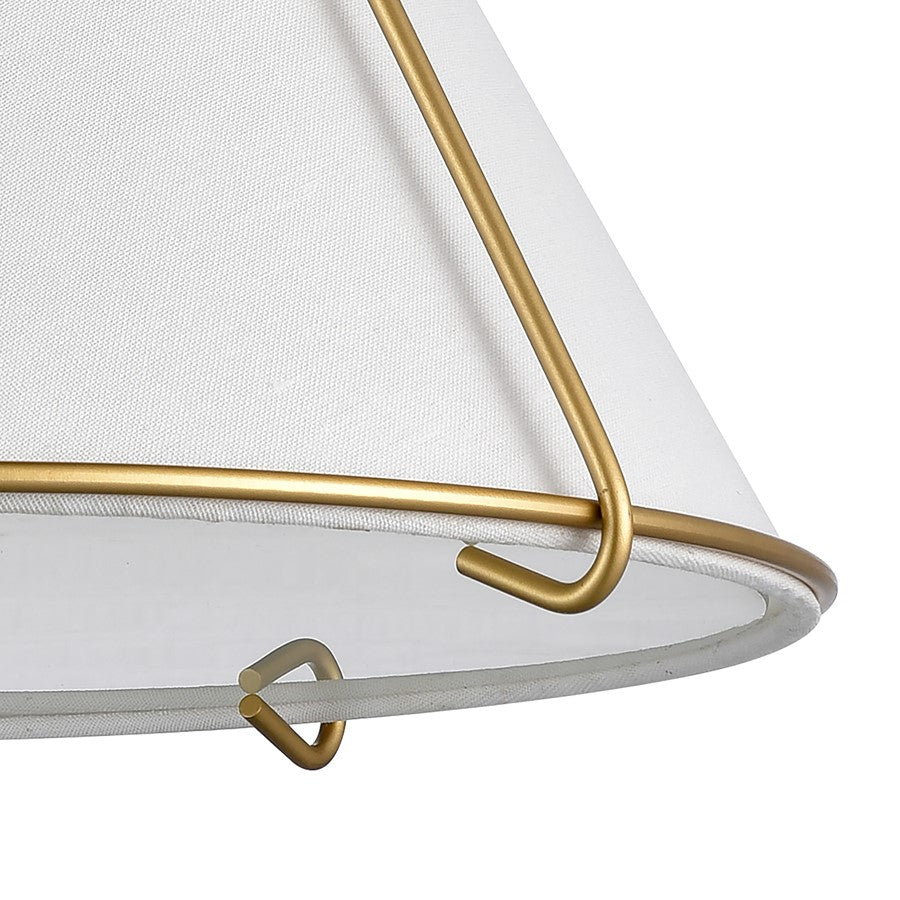 Atlas Lighting Regalia 18in 1-Light Pendant | Transitional Natural Antique Brass and White Linen Fabric Shade | Kitchen Island | Model CL11817-BS