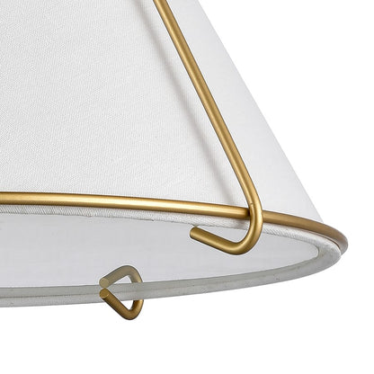 Atlas Lighting Regalia 18in 1-Light Pendant | Transitional Natural Antique Brass and White Linen Fabric Shade | Kitchen Island | Model CL11817-BS
