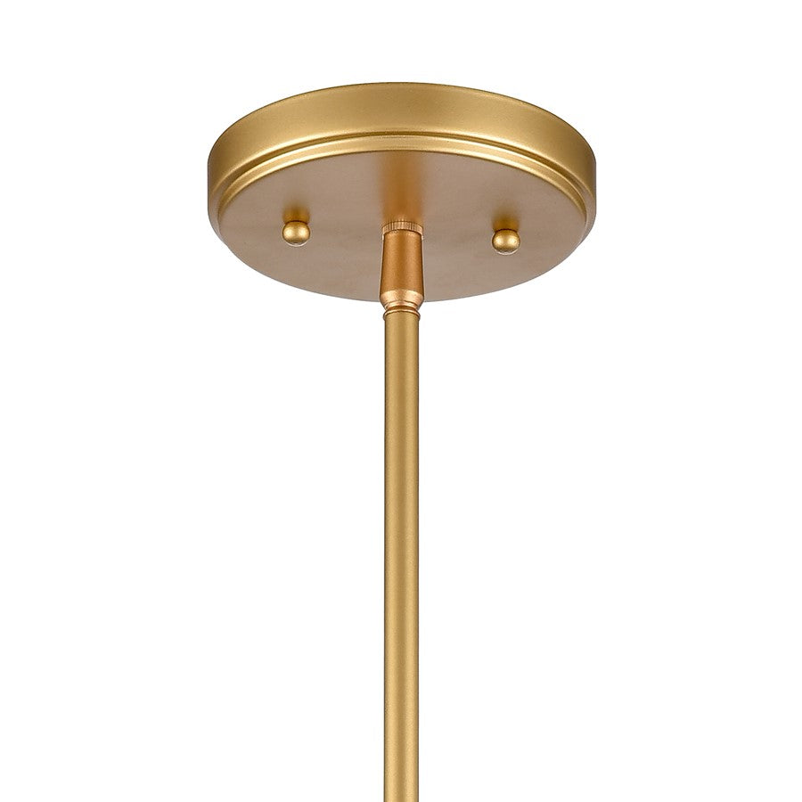 Atlas Lighting Regalia 18in 1-Light Pendant | Transitional Natural Antique Brass and White Linen Fabric Shade | Kitchen Island | Model CL11817-BS