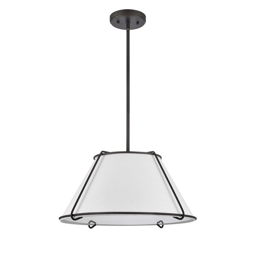 Atlas Lighting Regalia 18in 1-Light Pendant | Transitional Oil Rubbed Bronze and White Linen Fabric Shade | Kitchen Island | Model CL11817-BZ