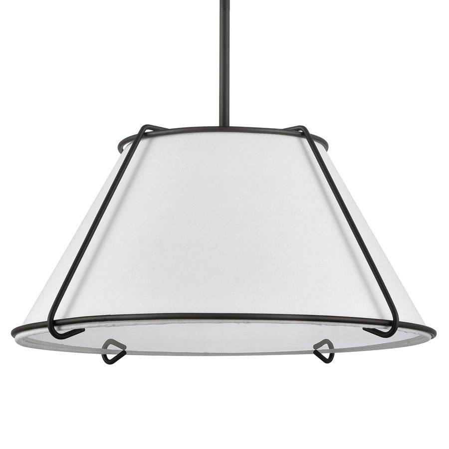 Atlas Lighting Regalia 18in 1-Light Pendant | Transitional Oil Rubbed Bronze and White Linen Fabric Shade | Kitchen Island | Model CL11817-BZ
