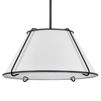 Atlas Lighting Regalia 18in 1-Light Pendant | Transitional Oil Rubbed Bronze and White Linen Fabric Shade | Kitchen Island | Model CL11817-BZ