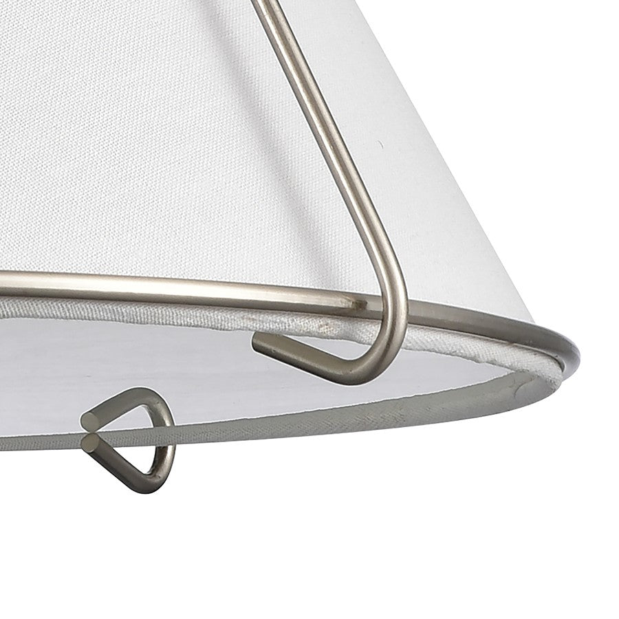 Atlas Lighting Regalia 18in 1-Light Pendant | Transitional Satin Nickel and White Linen Fabric Shade | Kitchen Island & Dining | Model CL11817-NK