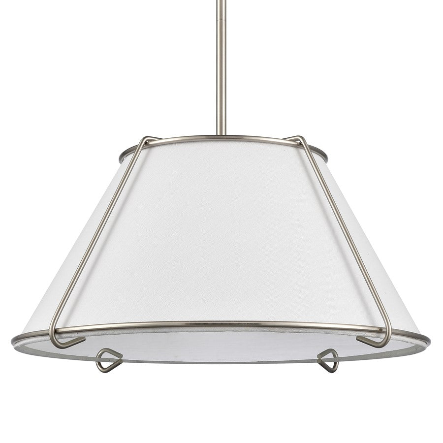 Atlas Lighting Regalia 18in 1-Light Pendant | Transitional Satin Nickel and White Linen Fabric Shade | Kitchen Island & Dining | Model CL11817-NK
