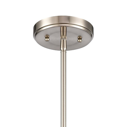 Atlas Lighting Regalia 18in 1-Light Pendant | Transitional Satin Nickel and White Linen Fabric Shade | Kitchen Island & Dining | Model CL11817-NK