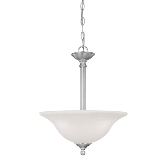 Atlas Lighting Riva 16in 3-Light Pendant | Transitional Brushed Nickel and White Glass | Kitchen Island & Dining Room | Model CL11818-NK
