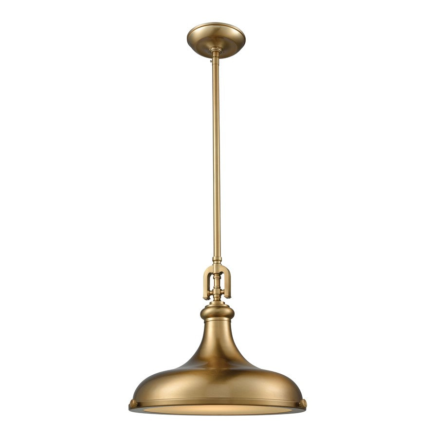 Atlas Lighting Rutherford 15in 1-Light Pendant | Transitional Satin Brass and Brass Metal Shade | Kitchen Island & Dining Room | Model CL11819-BS1