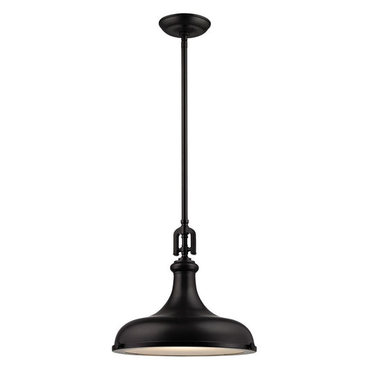 Atlas Lighting Rutherford 15in 1-Light Pendant | Transitional Oil Rubbed Bronze and Bronze Metal Shade | Kitchen Island & Dining | Model CL11819-BZ