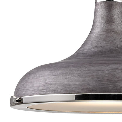 Atlas Lighting Rutherford 15in 1-Light Pendant | Transitional Weathered Zinc and Polished Nickel Metal | Kitchen Island & Dining | Model CL11819-SV