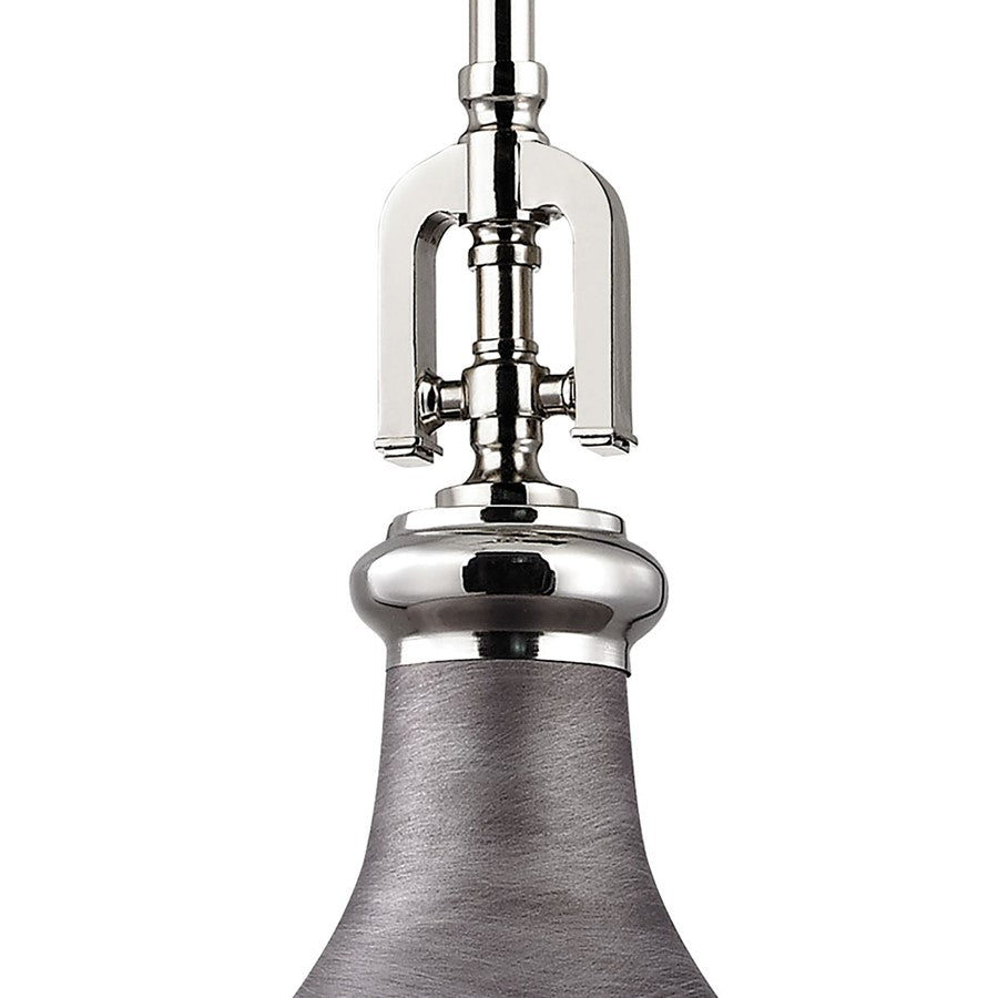 Atlas Lighting Rutherford 15in 1-Light Pendant | Transitional Weathered Zinc and Polished Nickel Metal | Kitchen Island & Dining | Model CL11819-SV