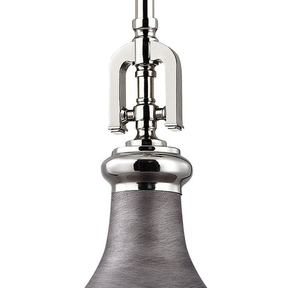 Atlas Lighting Rutherford 15in 1-Light Pendant | Transitional Weathered Zinc and Polished Nickel Metal | Kitchen Island & Dining | Model CL11819-SV