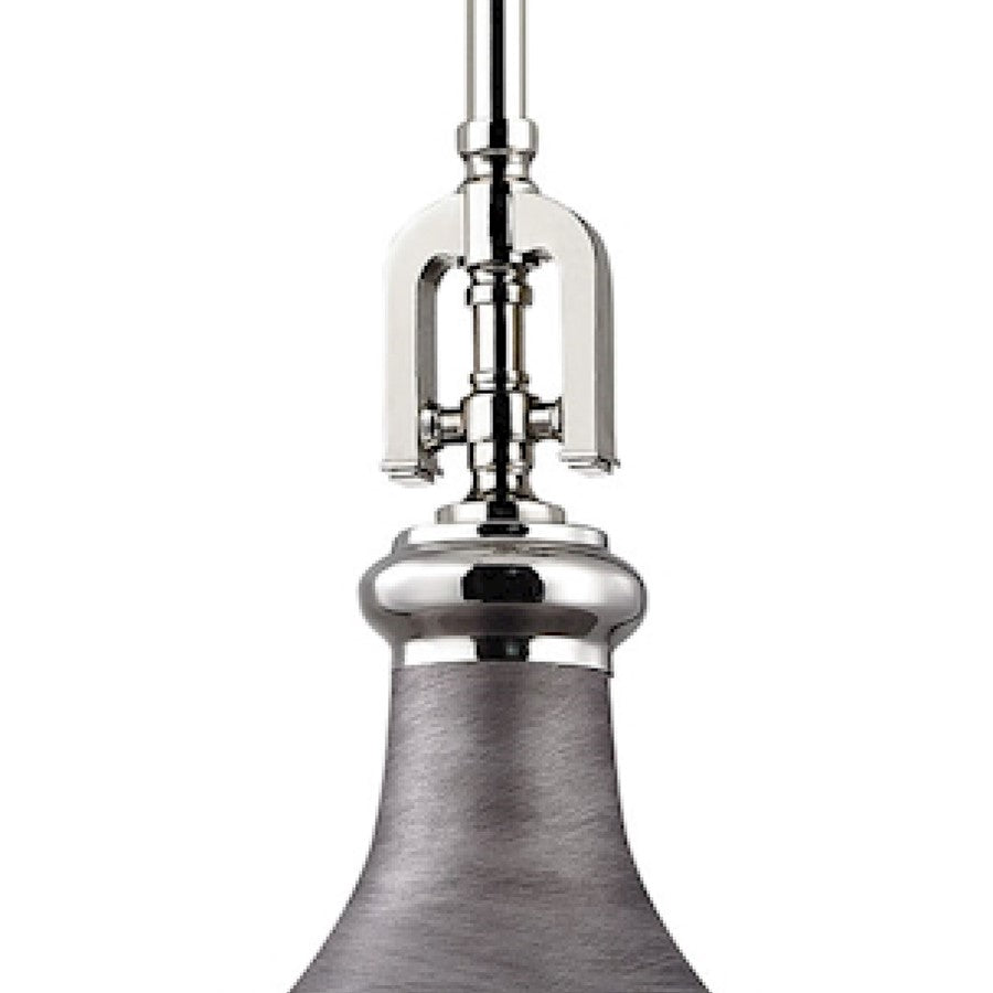 Atlas Lighting Rutherford 15in 1-Light Pendant | Transitional Weathered Zinc and Polished Nickel Metal | Kitchen Island & Dining | Model CL11819-SV