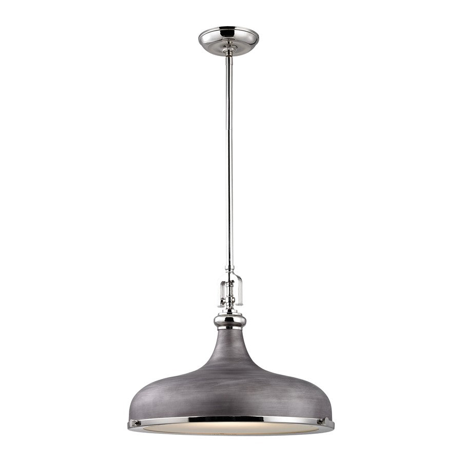 Atlas Lighting Rutherford 18in 1-Light Pendant | Transitional Weathered Zinc and Polished Nickel Metal | Kitchen Island & Dining | Model CL11820-SV