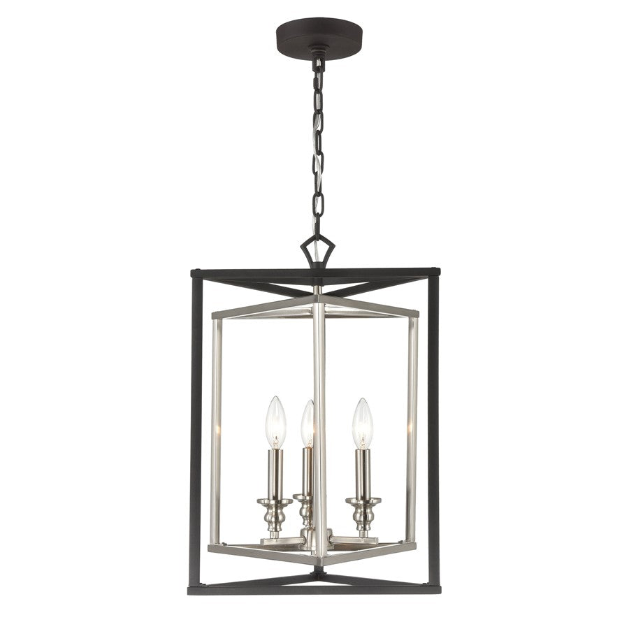 Atlas Lighting Salinger 16in 3-Light Pendant | Modern Charcoal and Satin Nickel Metal | Kitchen Island & Dining Room | Model CL11821-GY