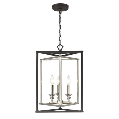 Atlas Lighting Salinger 16in 3-Light Pendant | Modern Charcoal and Satin Nickel Metal | Kitchen Island & Dining Room | Model CL11821-GY