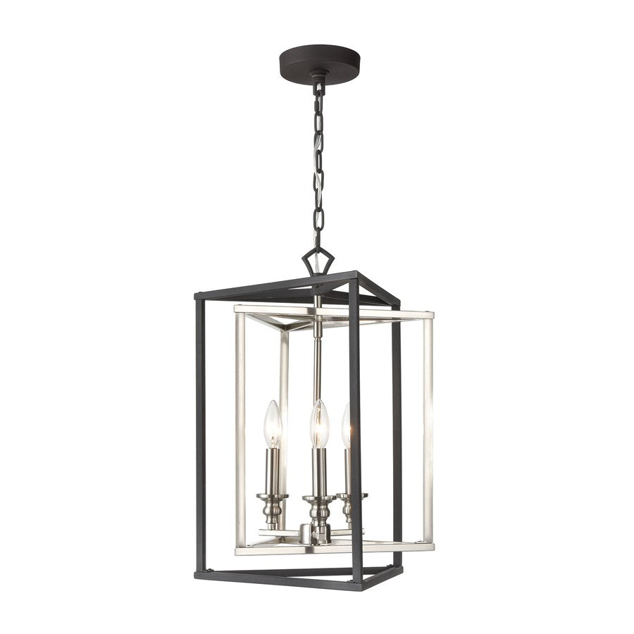 Atlas Lighting Salinger 16in 3-Light Pendant | Modern Charcoal and Satin Nickel Metal | Kitchen Island & Dining Room | Model CL11821-GY