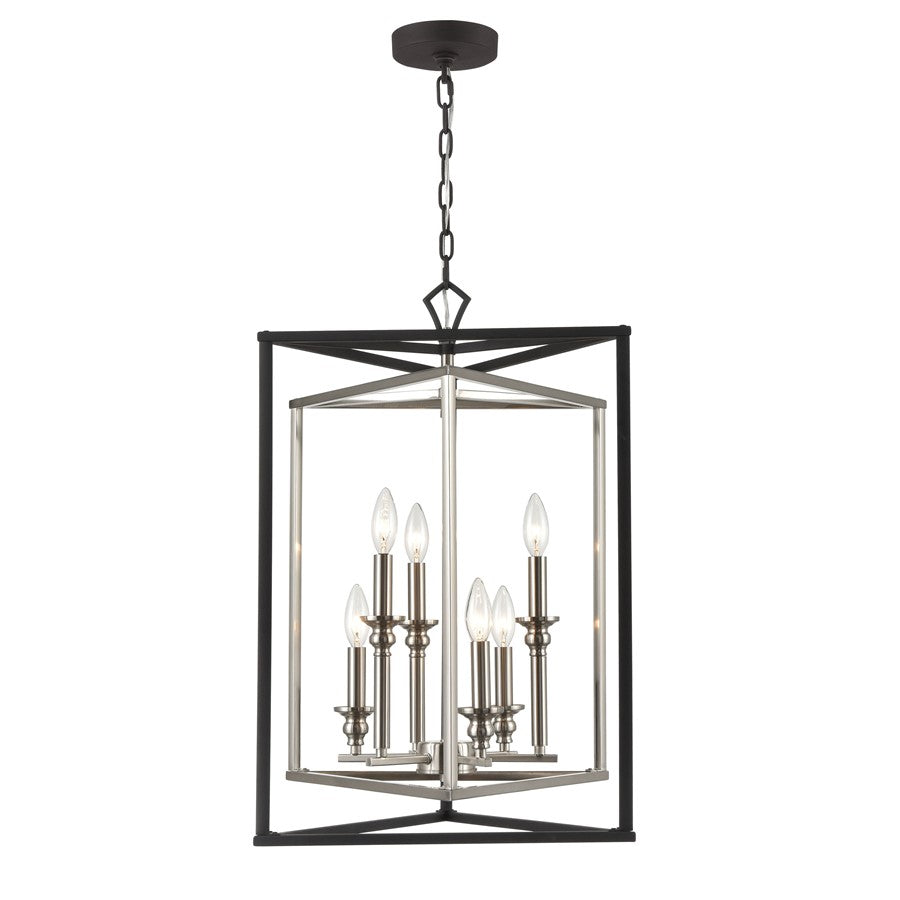 Atlas Lighting Salinger 19in 6-Light Pendant | Modern Charcoal and Satin Nickel Metal | Kitchen Island & Dining Room | Model CL11822-GY