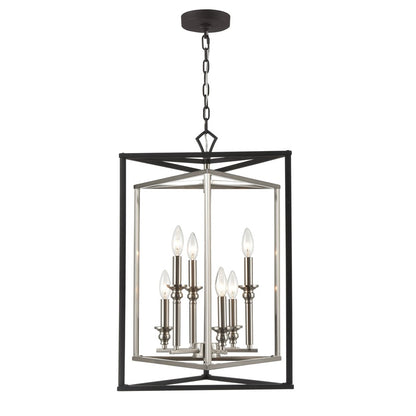 Atlas Lighting Salinger 19in 6-Light Pendant | Modern Charcoal and Satin Nickel Metal | Kitchen Island & Dining Room | Model CL11822-GY