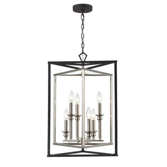 Atlas Lighting Salinger 19in 6-Light Pendant | Modern Charcoal and Satin Nickel Metal | Kitchen Island & Dining Room | Model CL11822-GY