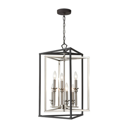 Atlas Lighting Salinger 19in 6-Light Pendant | Modern Charcoal and Satin Nickel Metal | Kitchen Island & Dining Room | Model CL11822-GY