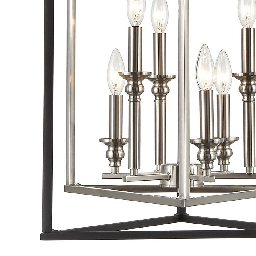 Atlas Lighting Salinger 19in 6-Light Pendant | Modern Charcoal and Satin Nickel Metal | Kitchen Island & Dining Room | Model CL11822-GY