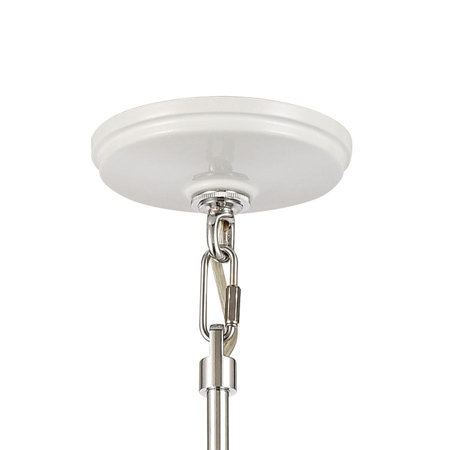 Atlas Lighting Seaway Passage 14in 1-Light Pendant | Transitional White and Polished Chrome Metal with Clear Glass | Kitchen | Model CL11823-WH