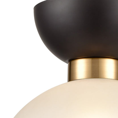 Atlas Lighting Softshot 12in 1-Light Pendant | Black Metal and Frosted White Glass | Kitchen Island & Dining Room | 12 x 12 x 10 in | Model CL11826-BK