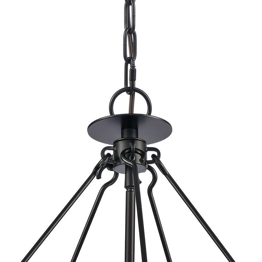 Atlas Lighting Solace 18in 5-Light Pendant | Matte Black Metal and Clear Ripple Glass | Dining Room & Kitchen Island | Model CL11827-BK