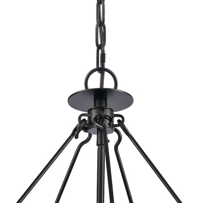 Atlas Lighting Solace 18in 5-Light Pendant | Matte Black Metal and Clear Ripple Glass | Dining Room & Kitchen Island | Model CL11827-BK