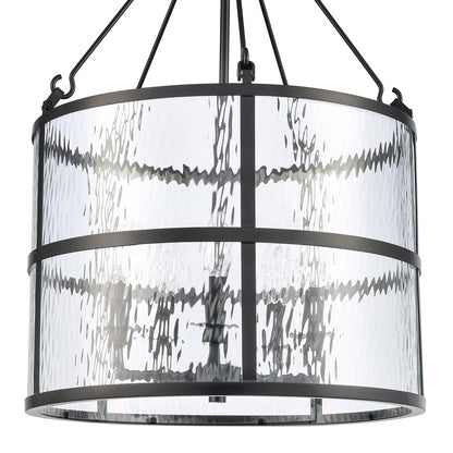 Atlas Lighting Solace 18in 5-Light Pendant | Matte Black Metal and Clear Ripple Glass | Dining Room & Kitchen Island | Model CL11827-BK