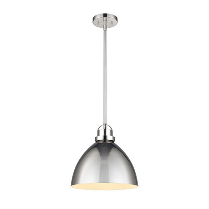 Atlas Lighting Somerville 12in 1-Light Pendant | Polished Nickel Metal Dome | Kitchen Island & Dining Room | 12 x 12 x 12 in | Model CL11828-NK
