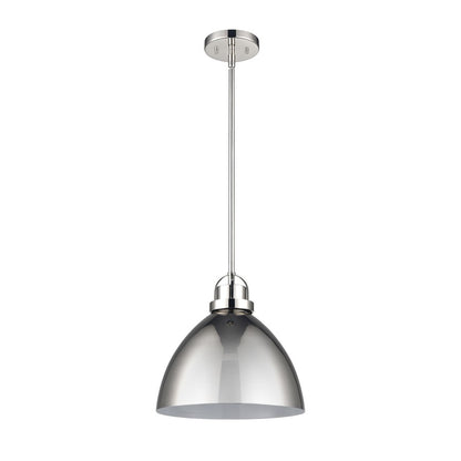 Atlas Lighting Somerville 12in 1-Light Pendant | Polished Nickel Metal Dome | Kitchen Island & Dining Room | 12 x 12 x 12 in | Model CL11828-NK