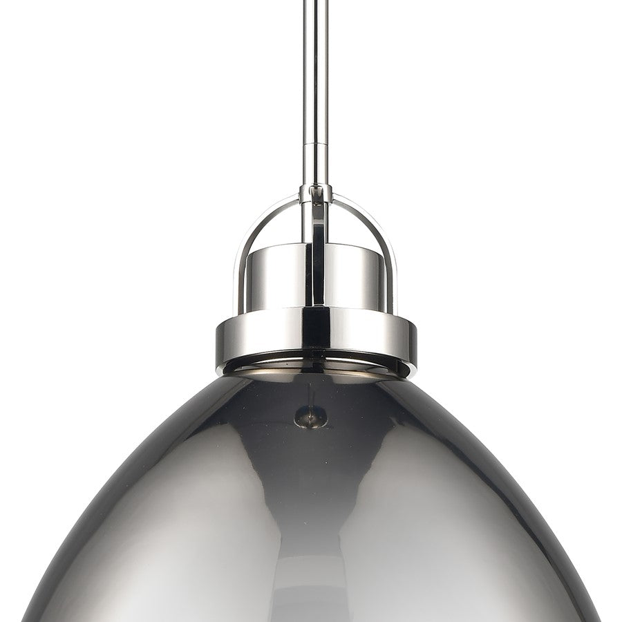 Atlas Lighting Somerville 12in 1-Light Pendant | Polished Nickel Metal Dome | Kitchen Island & Dining Room | 12 x 12 x 12 in | Model CL11828-NK